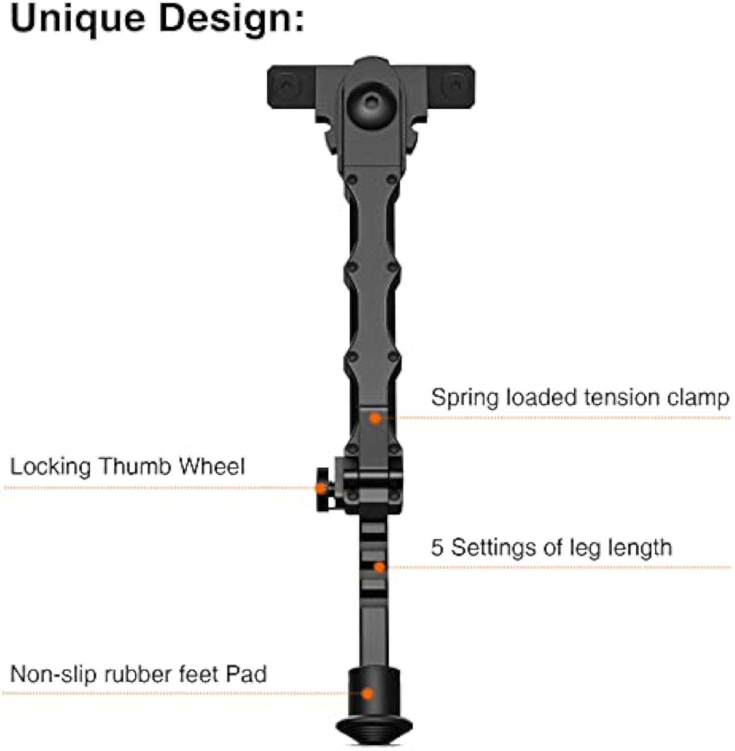 7.5-9 Adjustable Rifle Bipod - Compatible with M-Rail Platforms